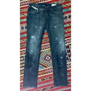 Diesel Matic Stretch Black Distressed Jeans, Sz 29W 32L